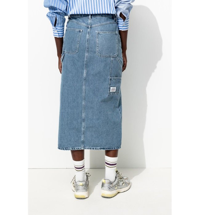 Jupe Midi en Jean Délavé Femme - Jeans Uni Fonce