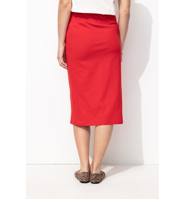 Jupe Midi en Coton Femme - Rouge Uni Colore