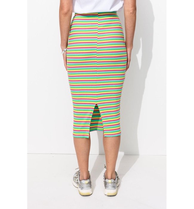 Jupe Midi Rayée Femme - Multicolore Raye
