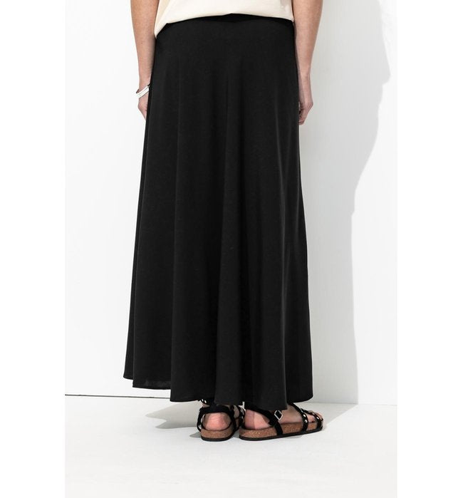 Jupe Midi Évasée Femme - Noir Uni Fonce