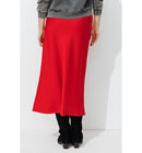Jupe Midi en Satin Femme - Rouge Uni Colore