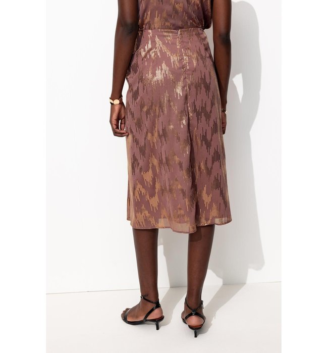 Jupe Midi Drapée Irisée - Rose Uni Colore