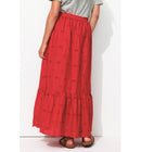 Jupe Longue Broderie Anglaise - Rouge Uni Colore