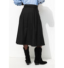 Jupe Midi Unie et Évasée Femme - Noir Uni Fonce