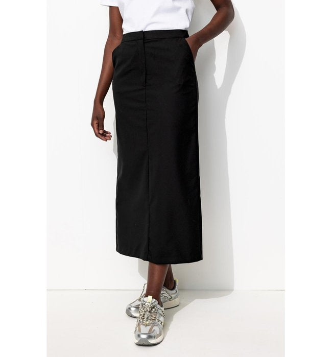 Jupe Midi Fendue Femme - Noir Uni Fonce