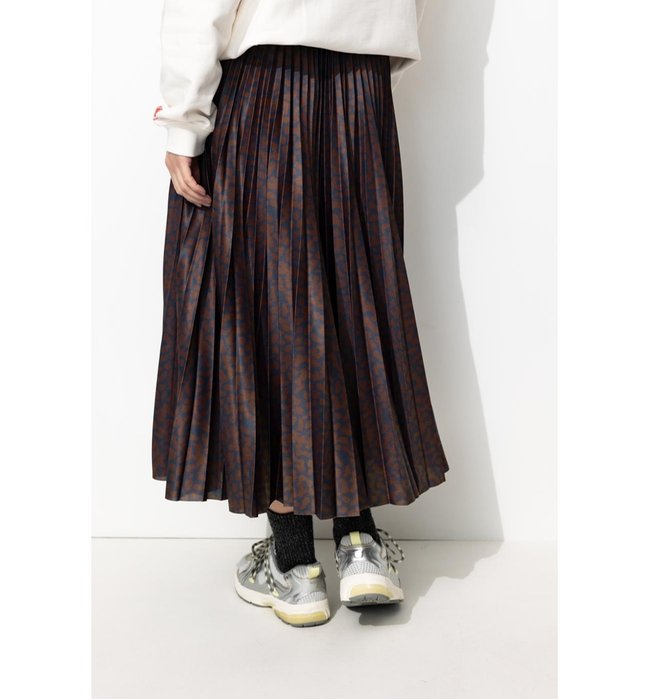Luna Jupe Plissée Femme - Marron Imprime