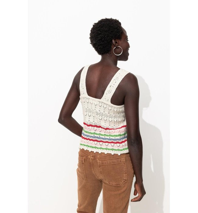 Pull-débardeur en Crochet - Multicolore Raye