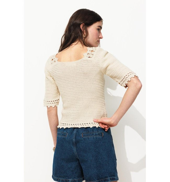 Pull en Crochet Femme - Naturel Uni Clair
