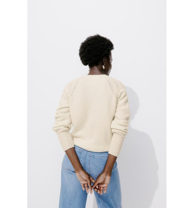 Cardigan Boutonné Femme - Naturel Uni Clair