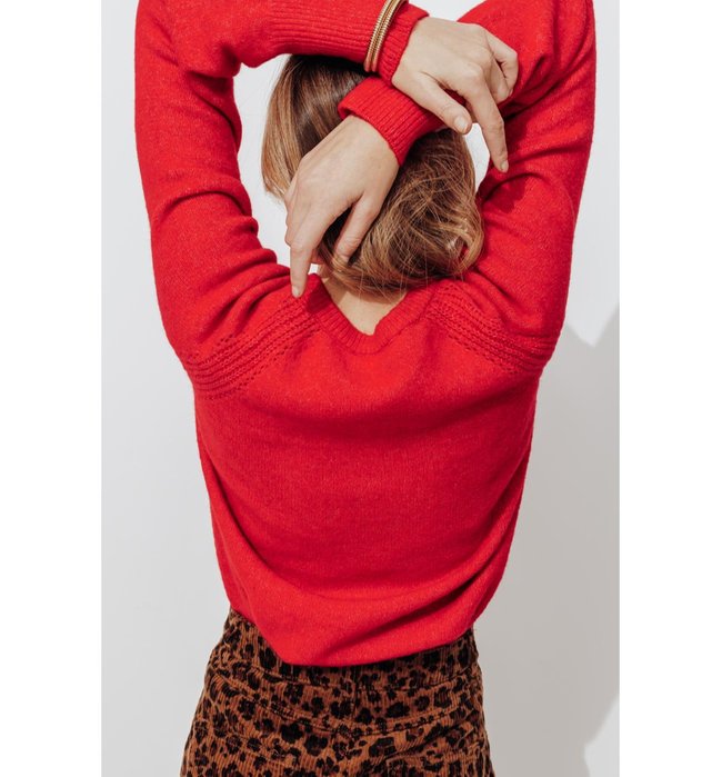 Cardigan Boutonné Femme - Rouge Uni Colore