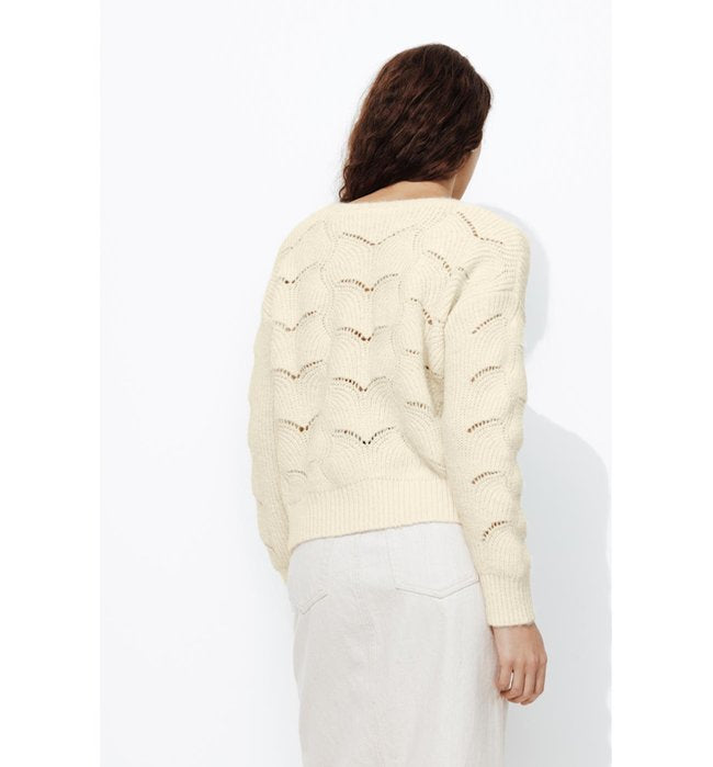 Cardigan Torsadé Femme - Naturel Uni Clair