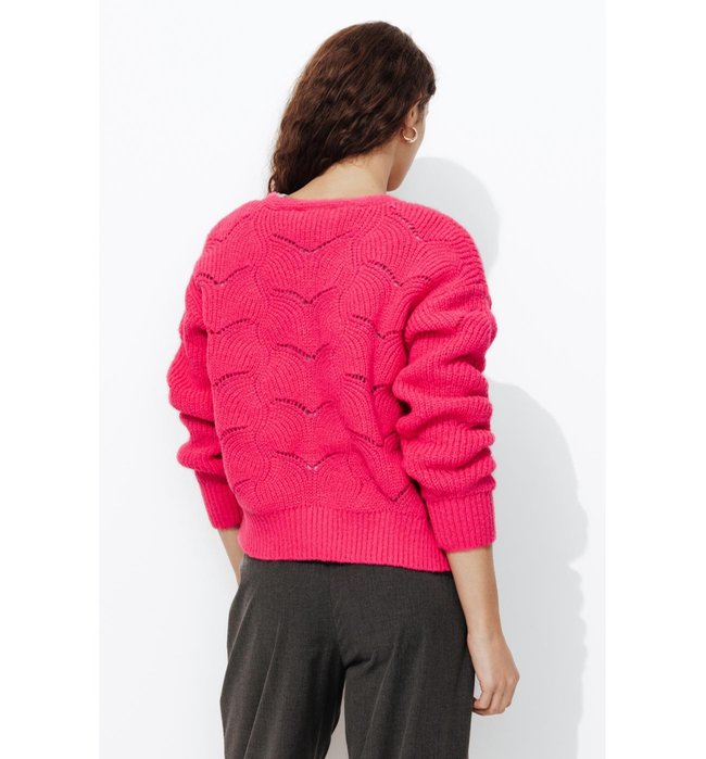 Cardigan Torsadé Femme - Rose Uni Colore