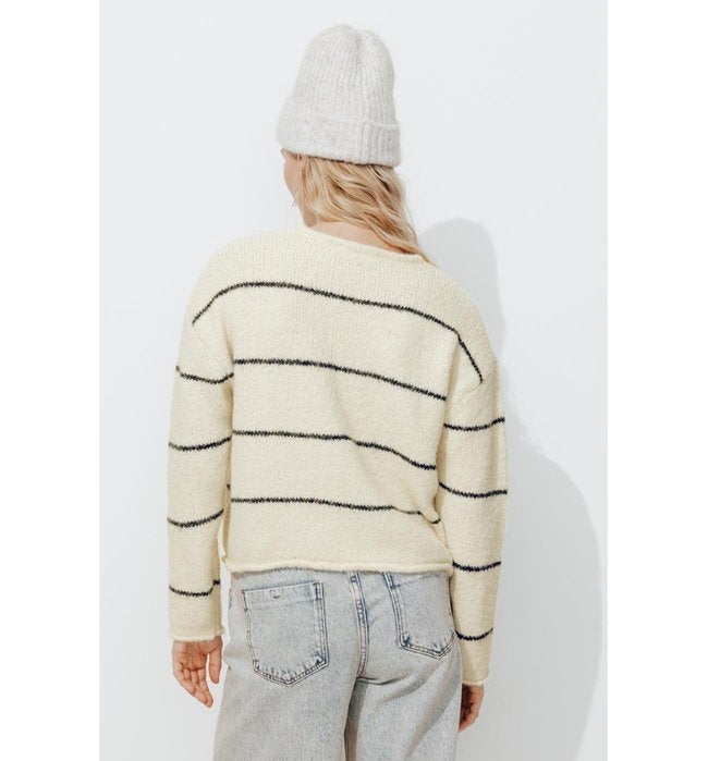 Pull Moelleux Rayé Femme - Naturel Raye