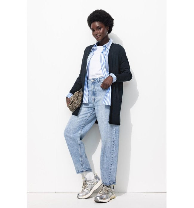 Long Gilet Fin Éco-conçu - Bleu Uni Fonce