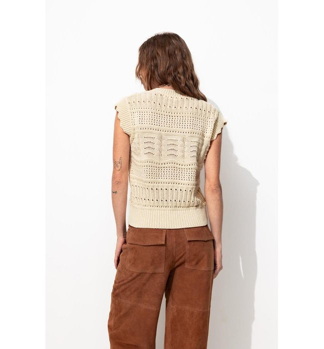 Pull Ajouré Femme - Naturel Uni Clair