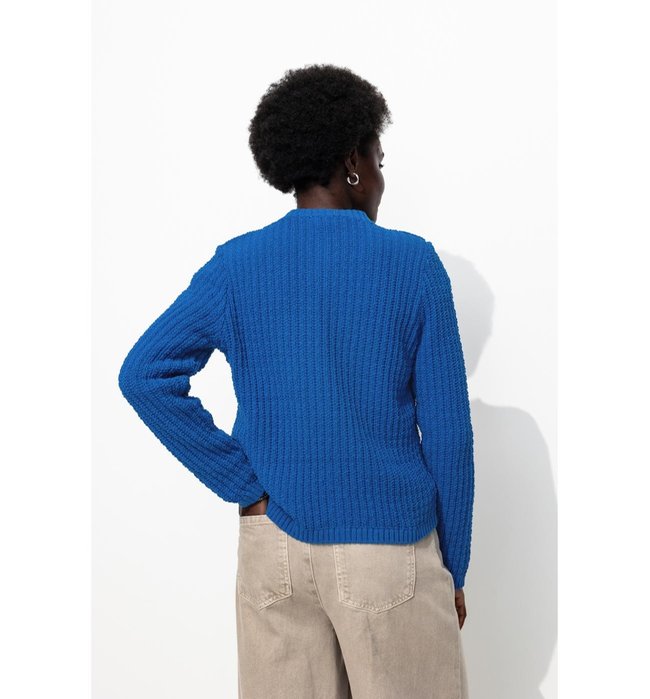 Cardigan à Épaulettes Femme - Bleu Uni Colore
