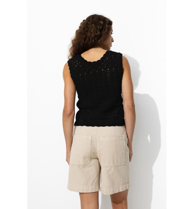 Pull au Crochet Recto/verso - Noir Uni Fonce