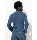 Pull en Coton Col Polo Femme - Bleu Uni Fonce