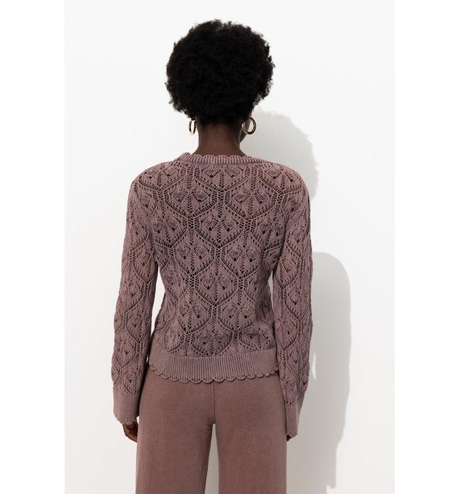 Pull Torsadé en Coton Femme - Violet Uni Colore