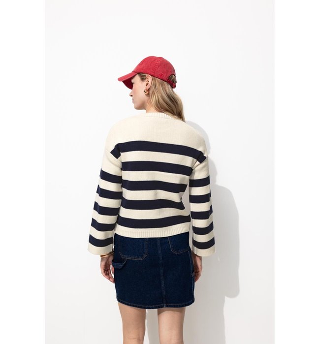 Pull Marin Rayé Femme - Naturel Raye