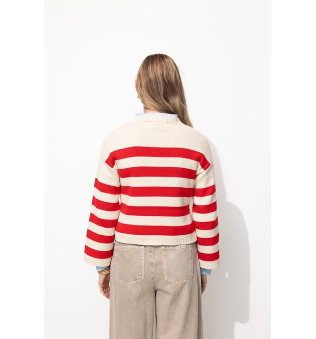 Pull Marin Rayé Femme - Rouge Raye