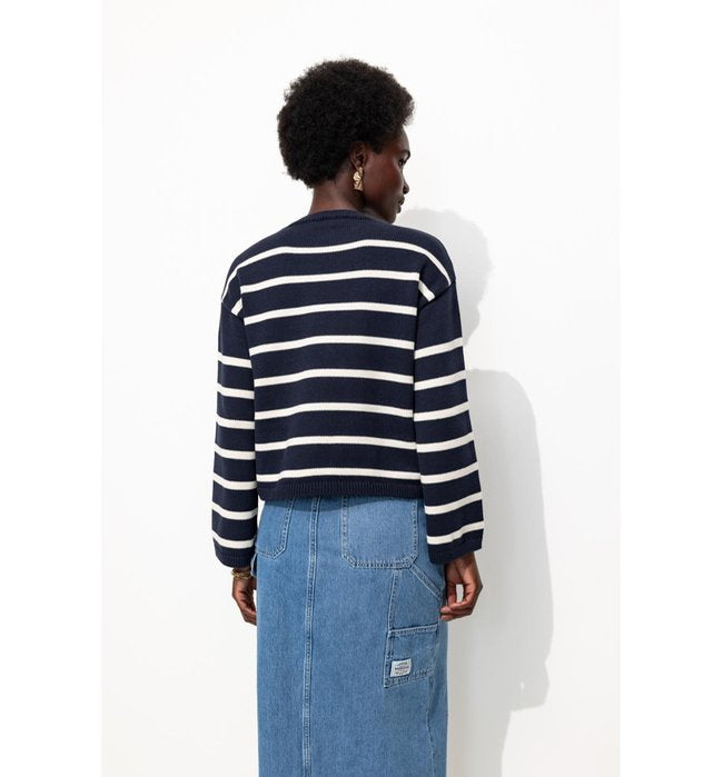 Pull Marin Rayé Femme - Bleu Raye