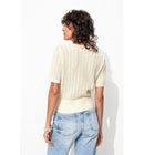 Pull Cropped Manches Courtes - Naturel Uni Clair