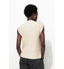 Cardigan sans Manches Femme - Naturel Uni Clair
