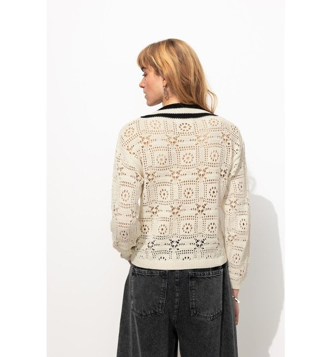 Pull en Crochet Femme - Naturel Uni Clair