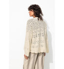 Cardigan Oversize Ajouré Femme - Naturel Uni Clair