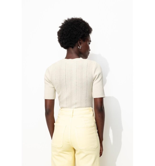 Pull Manches Courtes - Naturel Uni Clair