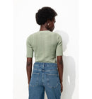 Pull Manches Courtes - Kaki Uni Clair