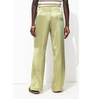 Billy Pantalon en Satin Femme - Vert Uni Colore