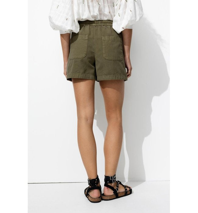 Short Uni en Toile Femme - Kaki Uni Fonce