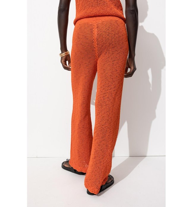 Pantalon en Crochet Femme - Orange Uni Colore