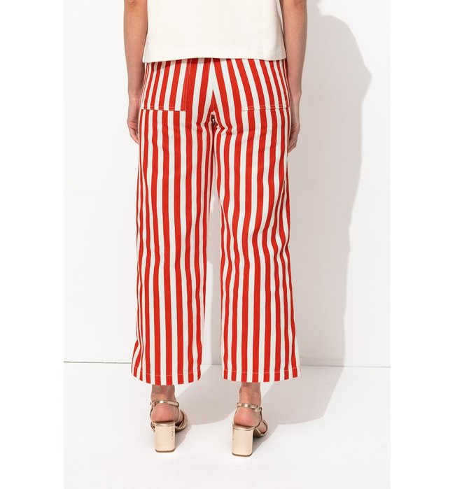Pantalon Court Rayé Femme - Rouge Raye