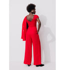 Pantalon de Tailleur Large - Rouge Uni Colore