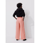 Pantalon de Tailleur Large - Rose Uni Colore