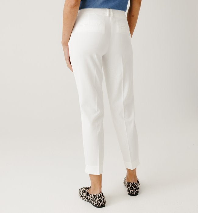 Pantalon Cigarette Femme - Blanc Uni Clair