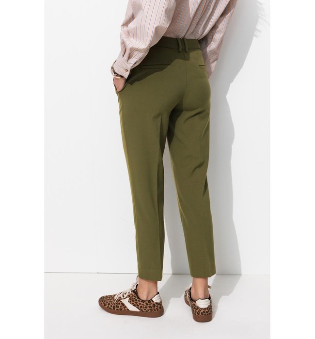 Pantalon Cigarette Uni Femme - Kaki Uni Fonce