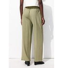 Pantalon Large Taille Haute - Kaki Uni Clair