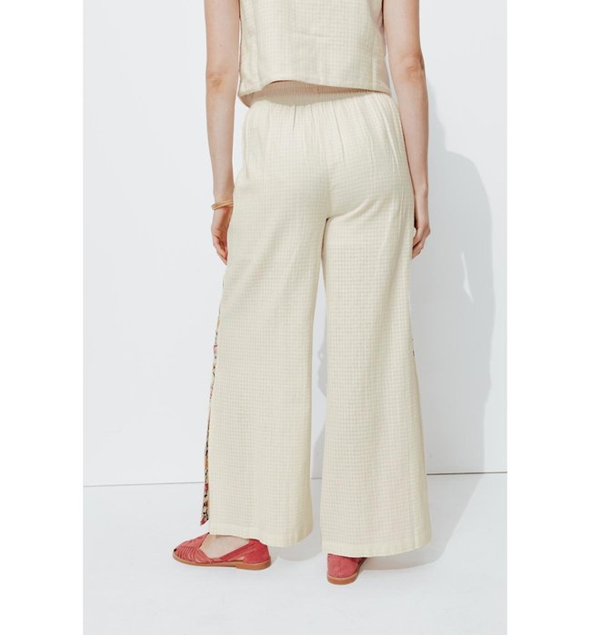 Pantalon Brodé Point de Croix - Naturel Uni Clair