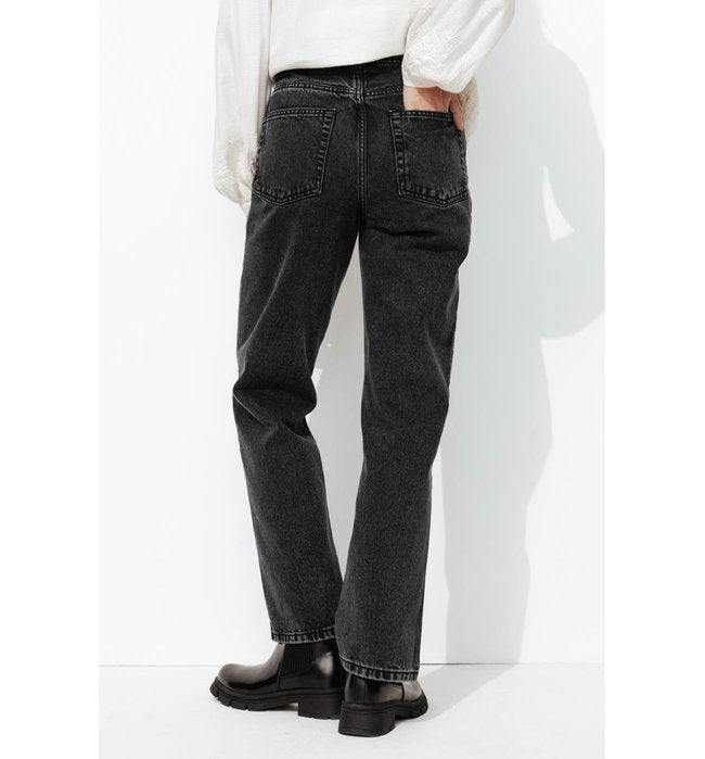 Basile Jean Droit High Rise - Noir Uni Fonce