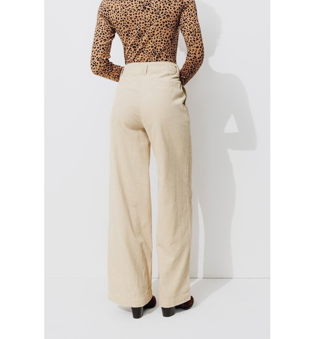 Pantalon Large Velours Côtelé - Naturel Uni Clair