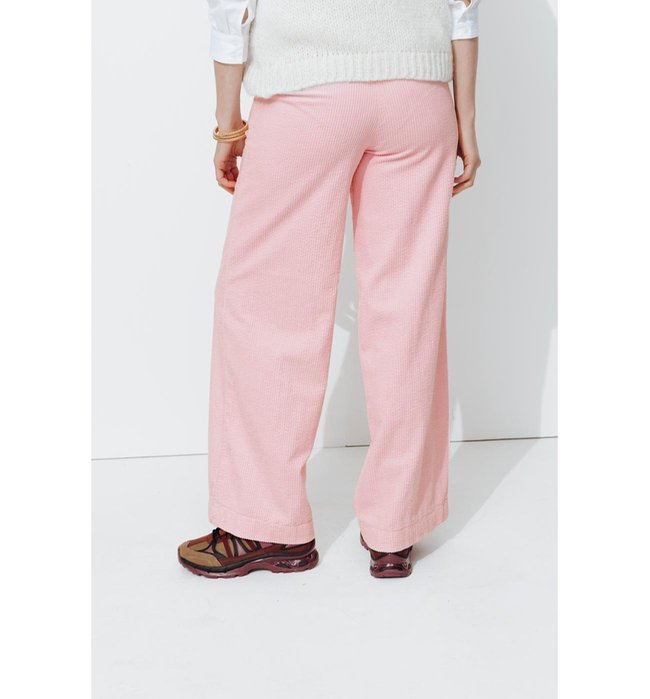 Pantalon Large Velours Côtelé - Rose Uni Colore