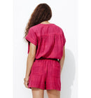 Short Large en Coton Femme - Multicolore Raye