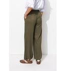 Pantalon Large et Fluide Femme - Kaki Uni Fonce
