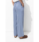 Pantalon Large et Fluide Femme - Bleu Raye