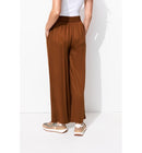Pantalon Large et Fluide Femme - Marron Uni Fonce