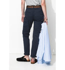 Pantalon Chino Ceinturé Femme - Bleu Uni Fonce